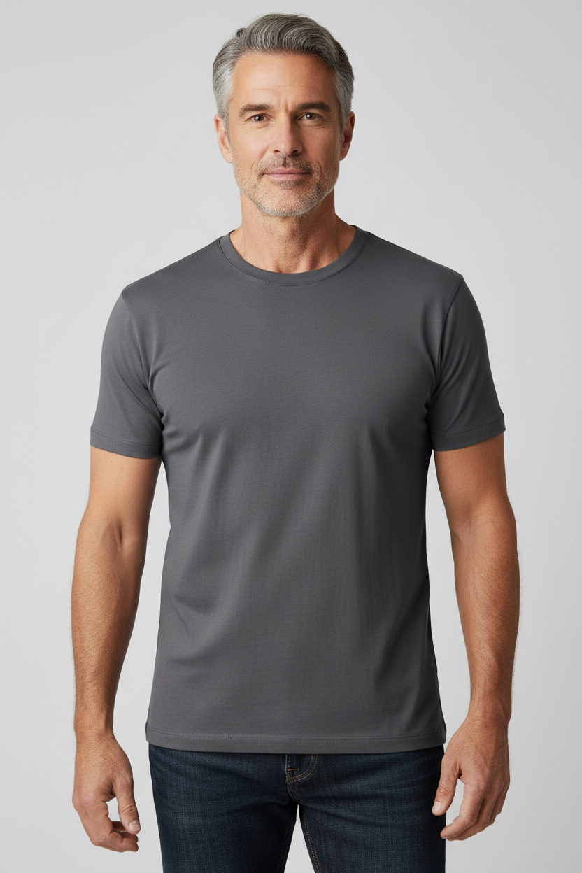 Fitted t-shirt being worn by a man