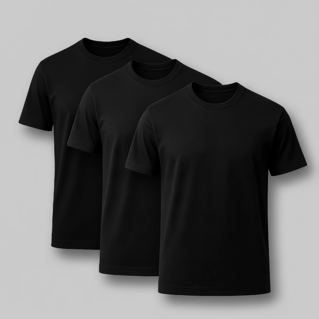 Three black pack t-shirts for people Built Different