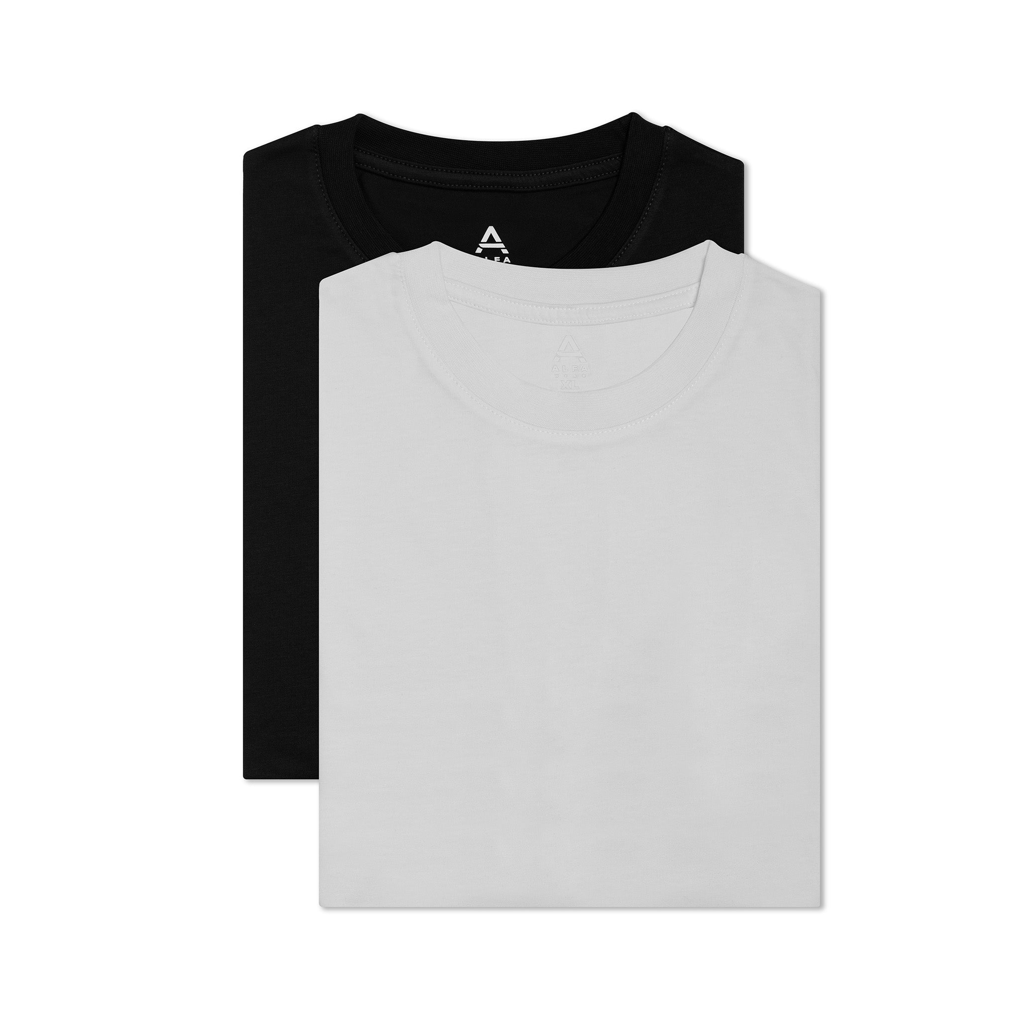 Trial 2-pack fitted crew neck t-shirts for big and tall men in black and white