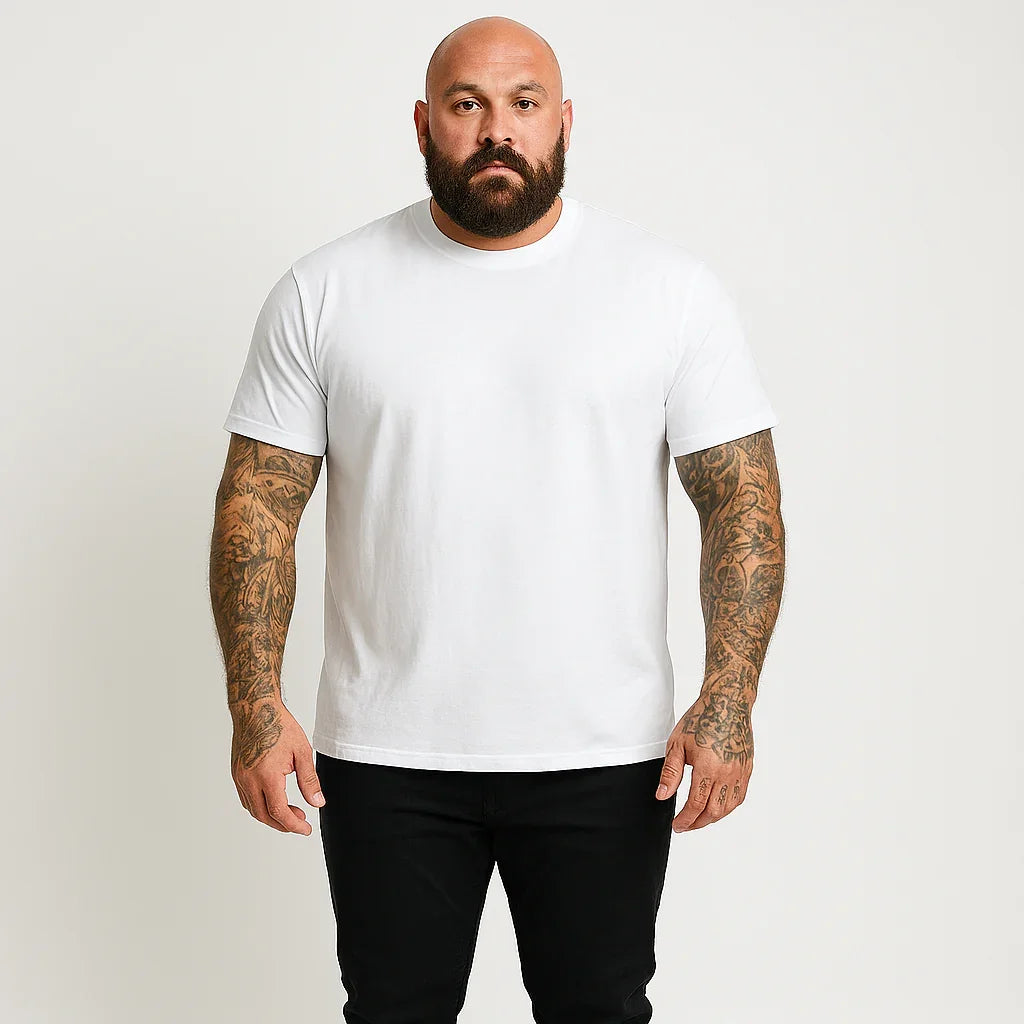 Tall White Fitted Man's T-Shirt