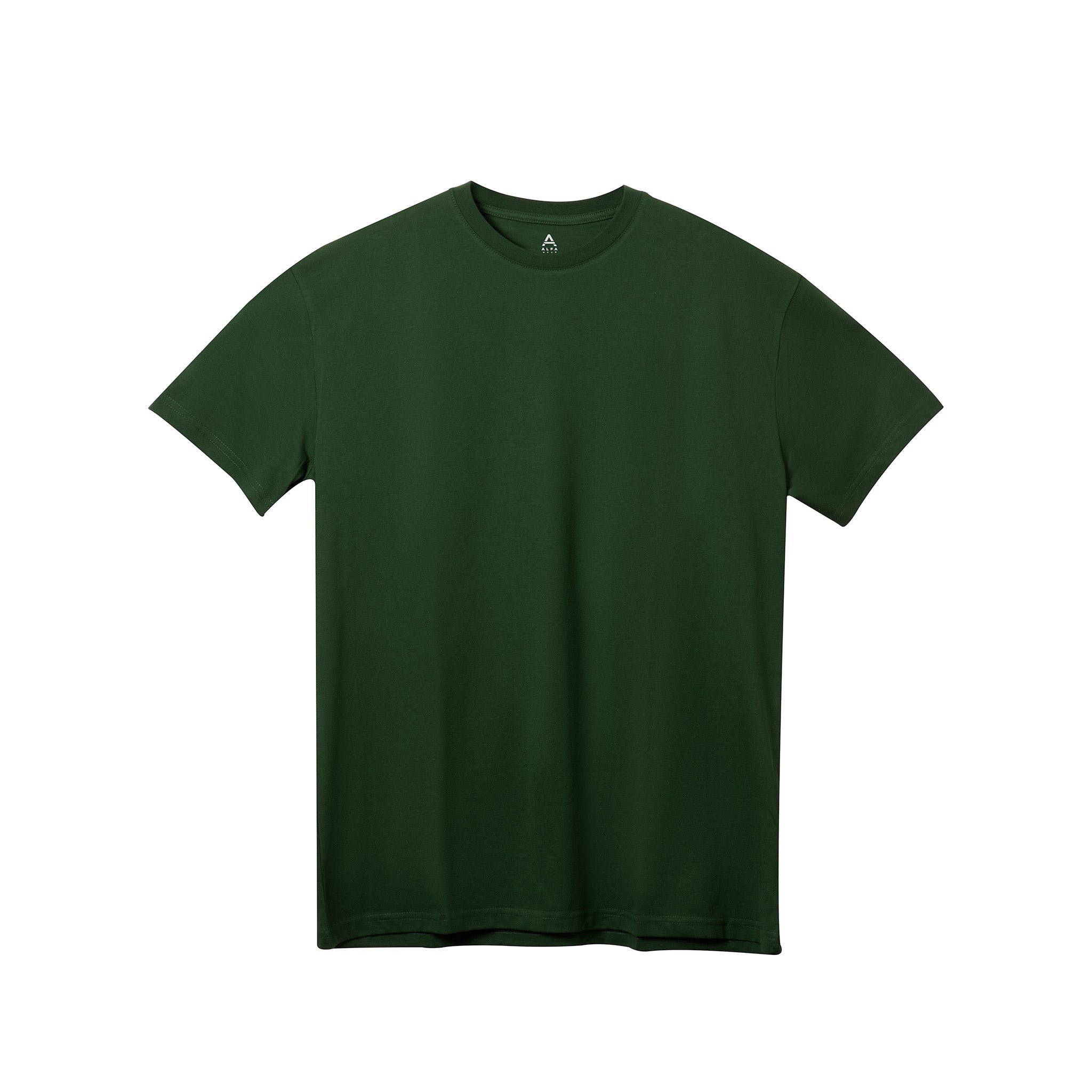 Tall forest green fitted crew neck t-shirt with extra length for big and tall men