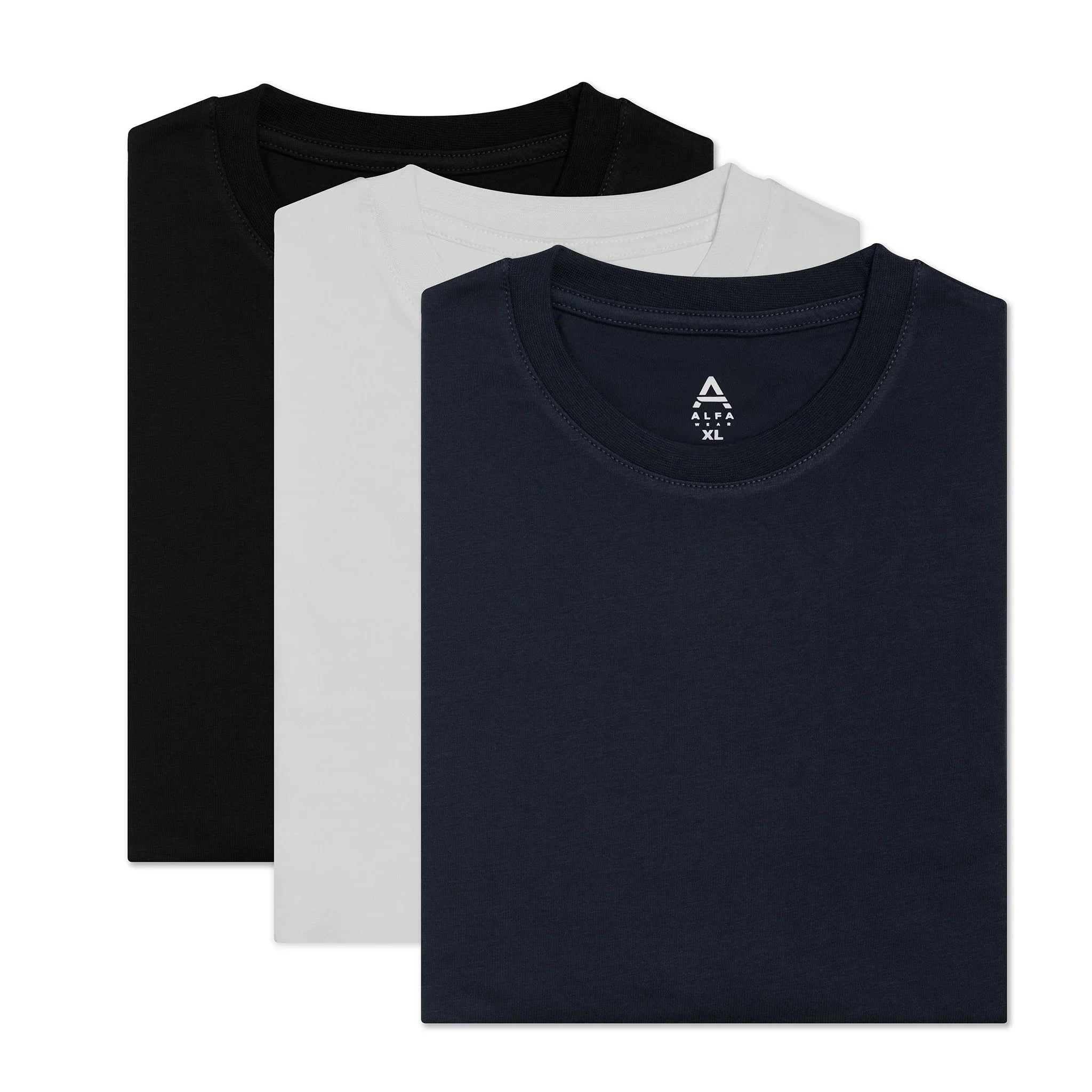 Urban Fitted Men's T-Shirts 3-Pack for big and tall men in white, black and navy