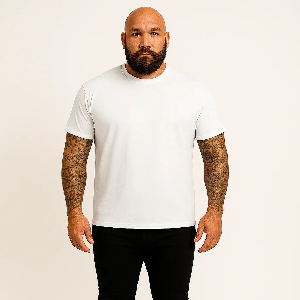 White Single Fitted Man's T-Shirt